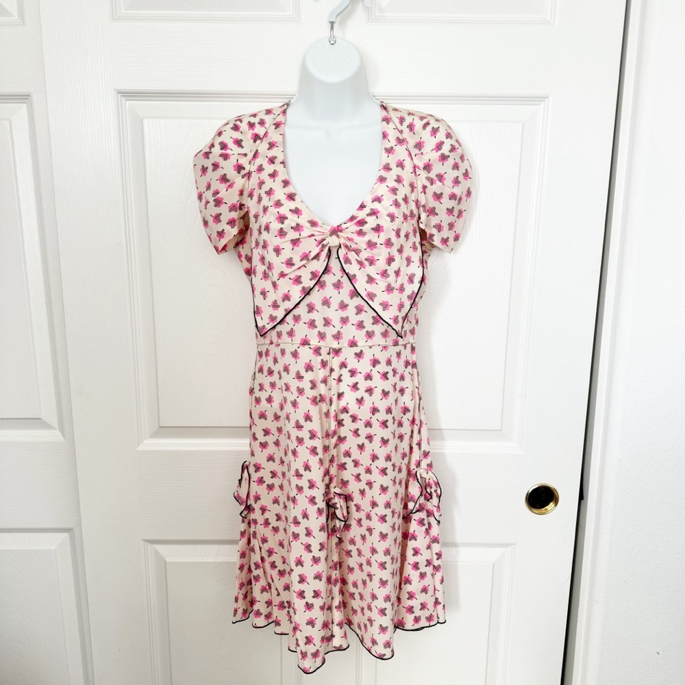 ANNA SUI Bow Details 100% Silk Dress Size 2